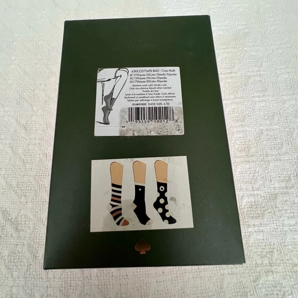 KATE SPADE NEW YORK SOCK TRIO BOXED SET NWT